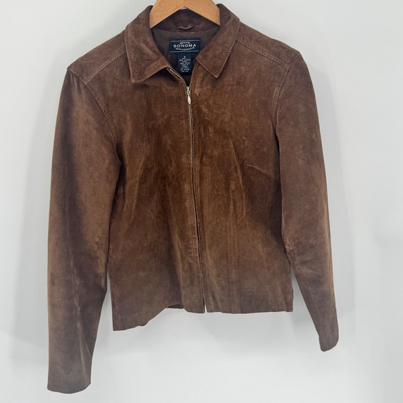 Sonoma Jean Company Jackets & Blazers - Sonoma Genuine Leather Brown Trendy Women's Small Jacket Lined Zip Up Collar